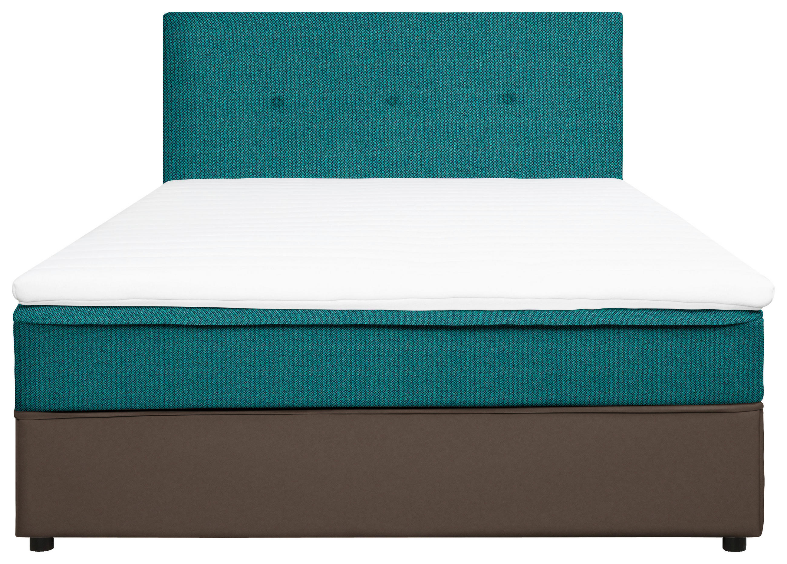 Thumbnail - Boxxx Boxbett, Grau, Türkis, Textil, H2, Höhe ca. 19 cm, 180x200 cm, gepolstertes Kopfteil, Stoffauswahl, Topper durchge...