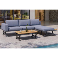 LOUNGEGARNITUR Teakholz Aluminium  - Schwarz, MODERN, Holz/Metall - Ambia Garden