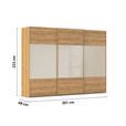 SCHWEBETÜRENSCHRANK  in Eichefarben, Champagner  - Champagner/Eichefarben, KONVENTIONELL, Glas/Holz (301/236/68cm) - Novel