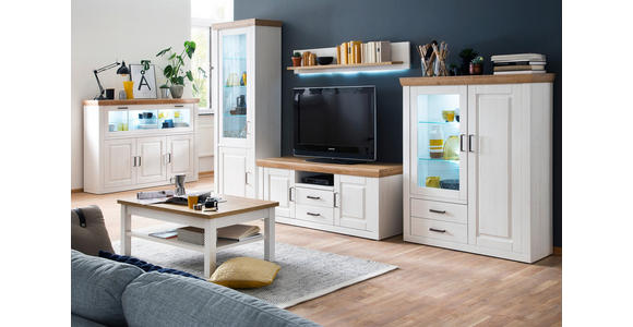 HIGHBOARD  118/142/40 cm 2 Schublade(n)  - Eichefarben/Schwarz, LIFESTYLE, Glas/Holzwerkstoff (118/142/40cm) - Landscape