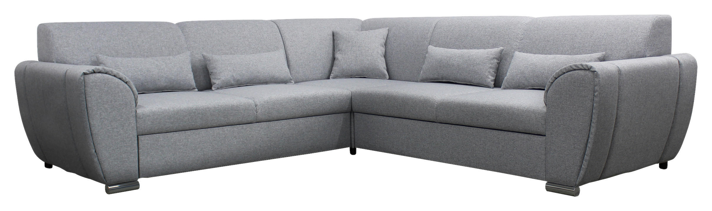 ECKSOFA Hellgrau Flachgewebe  - Silberfarben/Hellgrau, Design, Kunststoff/Textil (266/266cm) - Livetastic