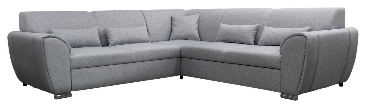 ECKSOFA Hellgrau Flachgewebe  - Silberfarben/Hellgrau, Design, Kunststoff/Textil (266/266cm) - Livetastic