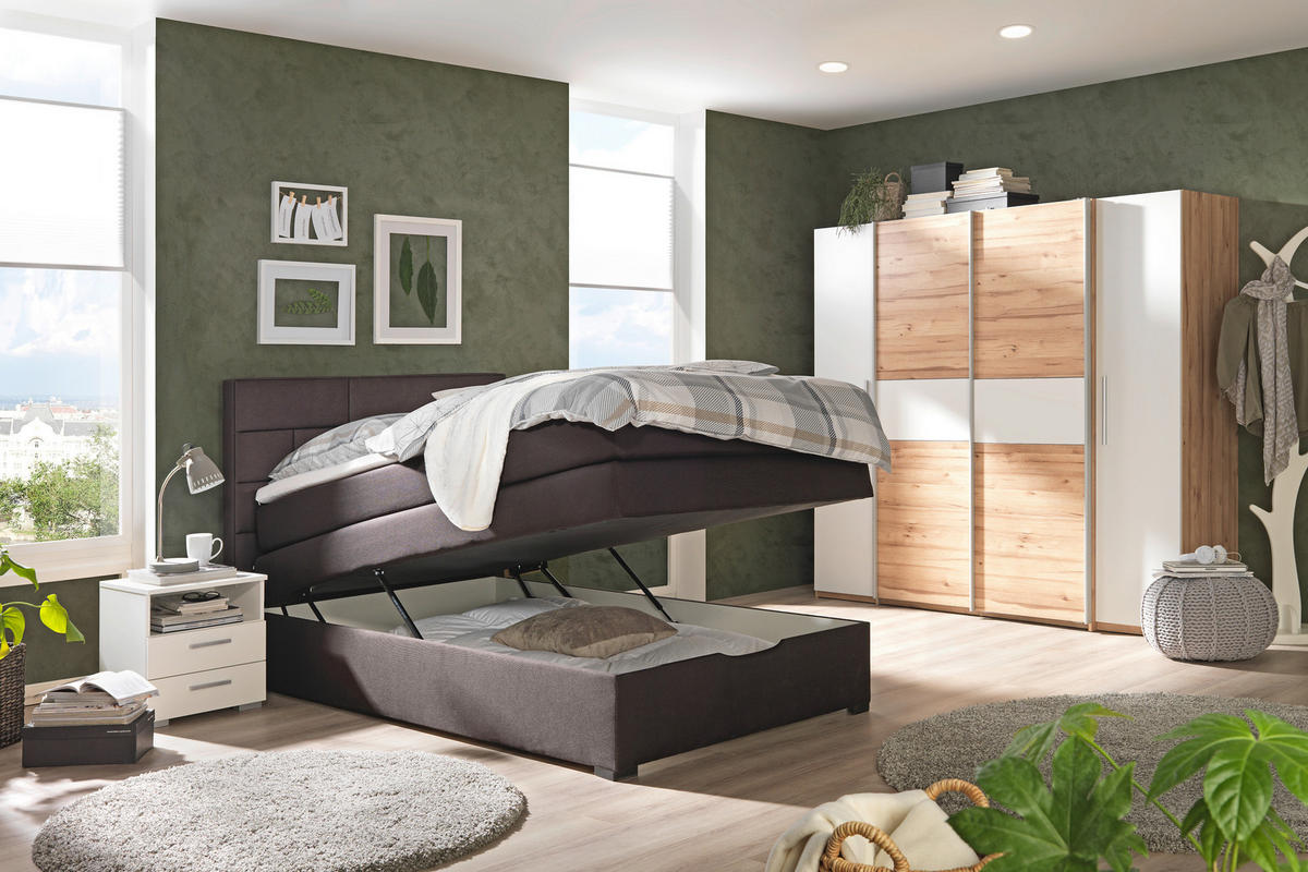 BOXSPRINGBETT 120/200 cm  in Dunkelbraun  - Wengefarben/Dunkelbraun, Konventionell, Textil (120/200cm) - Carryhome