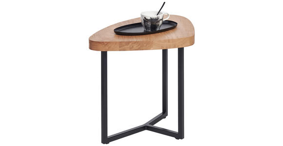 COUCHTISCH in Holz, Metall 48/45/45 cm - Eichefarben/Schwarz, Natur, Holz/Metall (48/45/45cm) - Novel