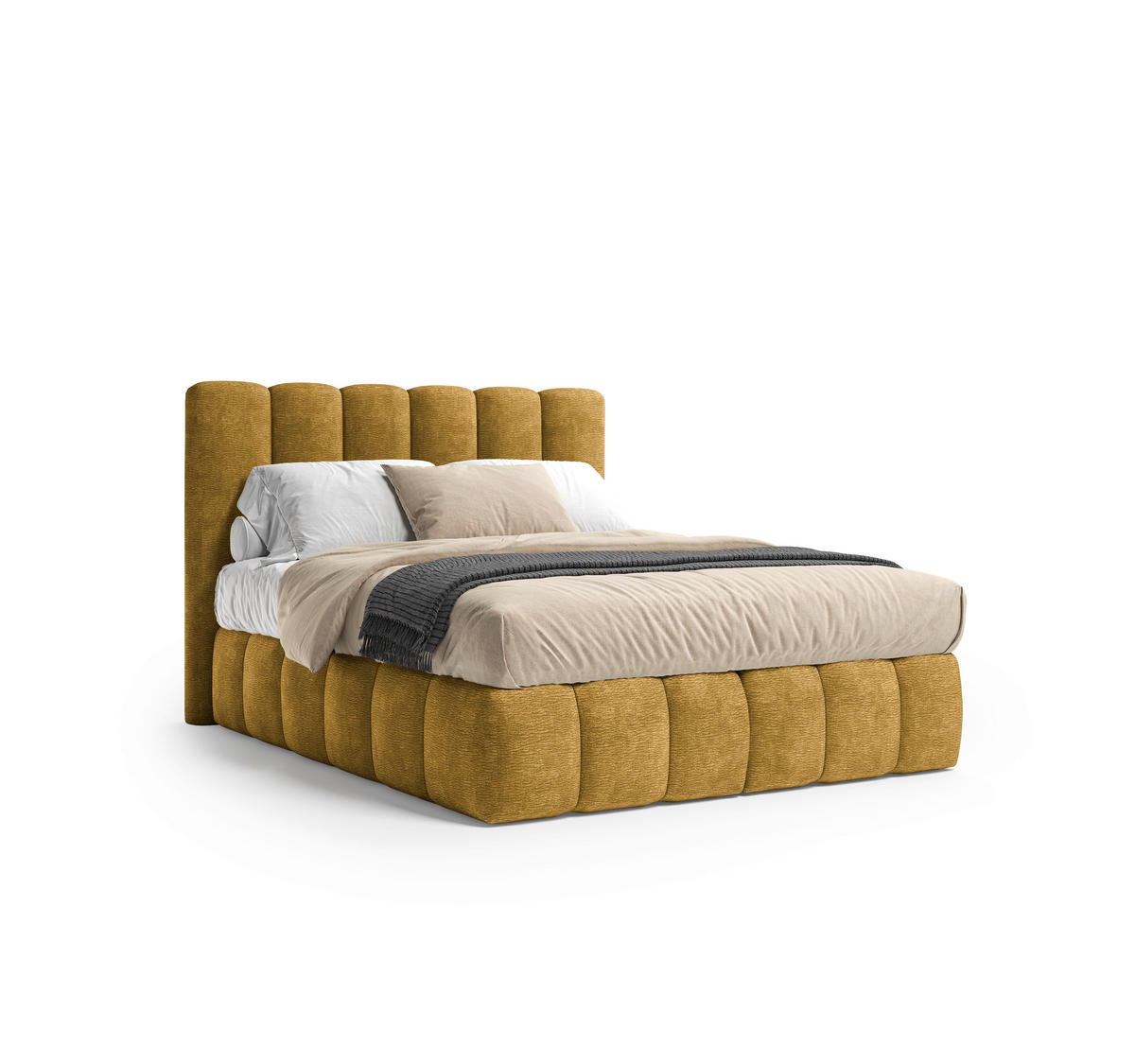 BOXSPRINGBETT 140/200 cm,  in Gelb, Matratze, H3 + H4 = fest + sehr fest  - Gelb/Schwarz, Modern, Holz/Holzwerkstoff (140/200cm) - MID.YOU