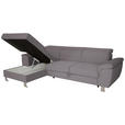 ECKSOFA inkl. Funktionen in Cord Dunkelgrau  - Dunkelgrau/Silberfarben, Design, Textil/Metall (167/250cm) - Xora