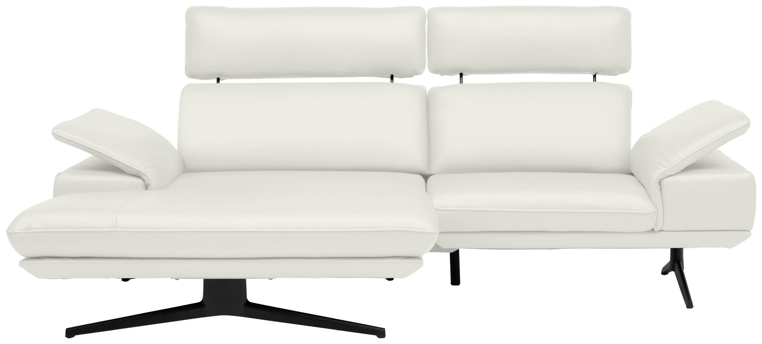 ECKSOFA in Echtleder Weiß  150/242 cm  - Beige/Schwarz, Design, Leder/Metall (150/242cm) - Koinor