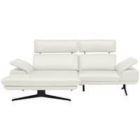 ECKSOFA in Echtleder Weiß  150/242 cm  - Beige/Schwarz, Design, Leder/Metall (150/242cm) - Koinor