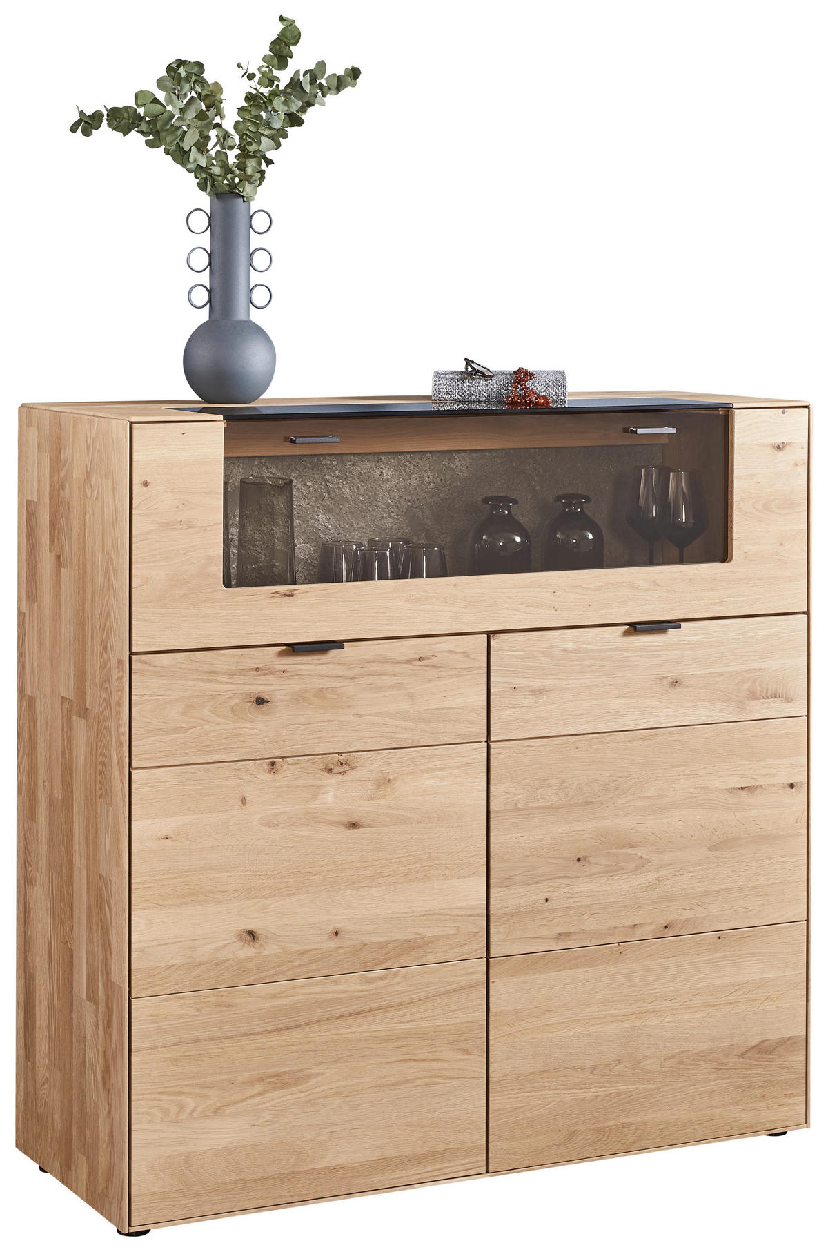 HIGHBOARD Wildeiche  121,9/121,5/45,2 cm  - Wildeiche, Natur, Glas/Holz (121,9/121,5/45,2cm) - Valnatura