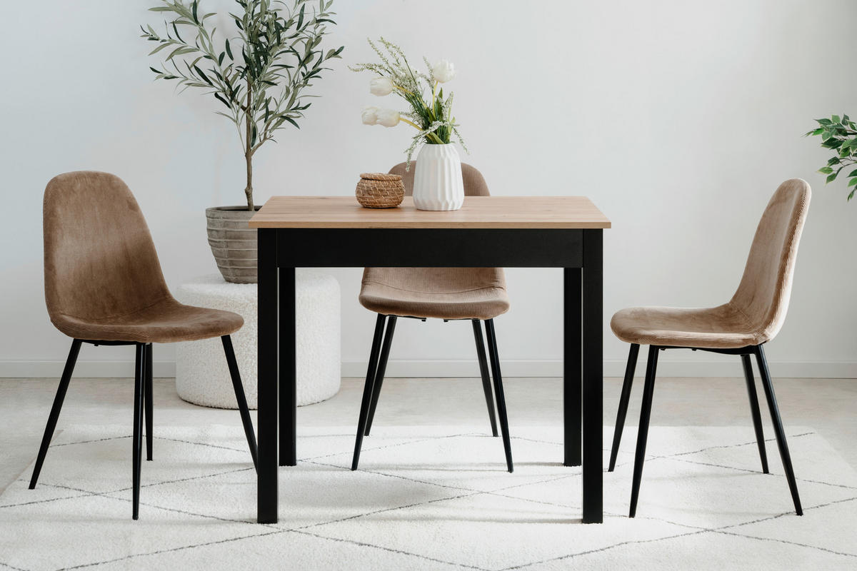 ESSTISCH in Holzwerkstoff 90/67/76 cm   - Schwarz/Eiche Artisan, Modern, Holzwerkstoff (90/67/76cm) - MID.YOU