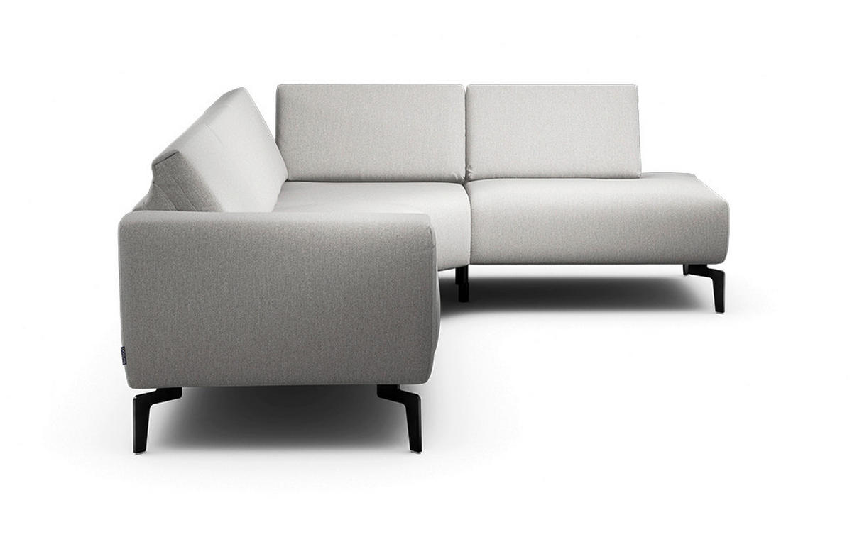 ECKSOFA Cosy Hellgrau Samt  - Hellgrau/Schwarz, Design, Textil/Metall (256/193cm) - SENSOO