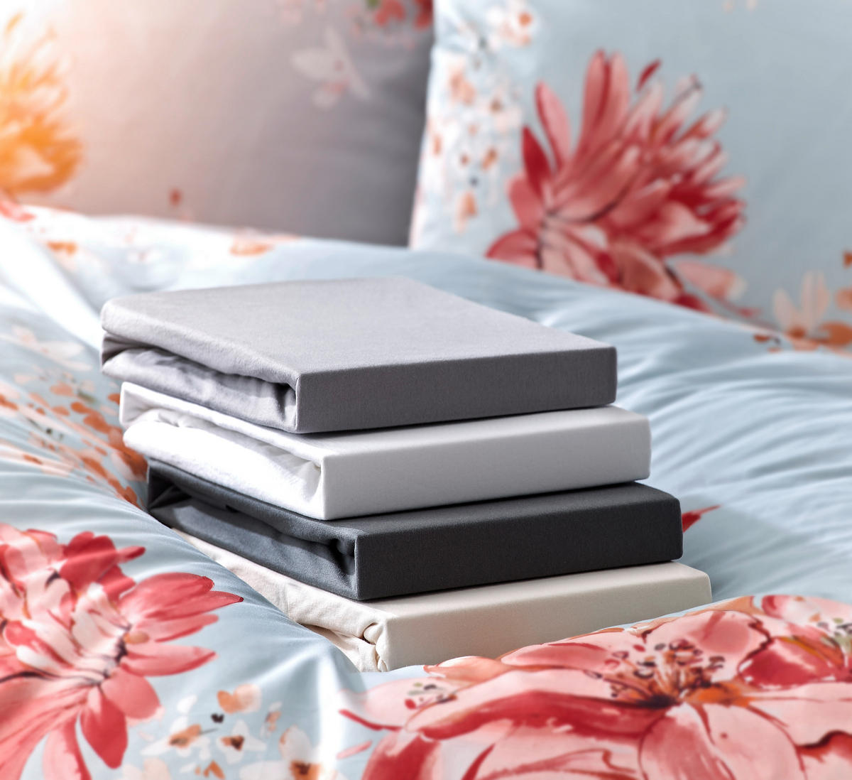 SPANNBETTTUCH FLORENZ Jersey  - Weiß, Basics, Textil (90-100/200-220cm) - Novel