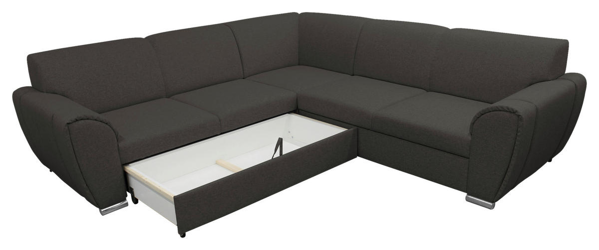 ECKSOFA in Flachgewebe Anthrazit  266/266 cm  - Anthrazit/Silberfarben, Design, Kunststoff/Textil (266/266cm) - Livetastic