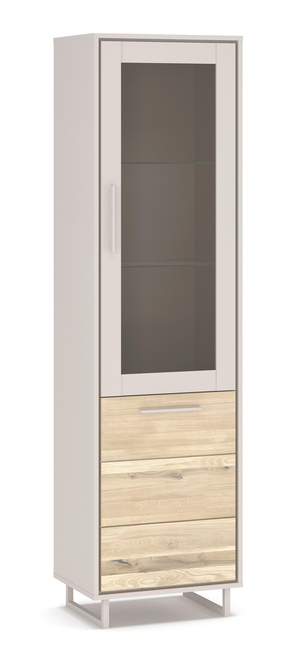 VITRINE in massiv Kaschmir, Eiche Bianco  - Kaschmir/Eiche Bianco, Design, Glas/Holz (54/197/40cm) - Livetastic