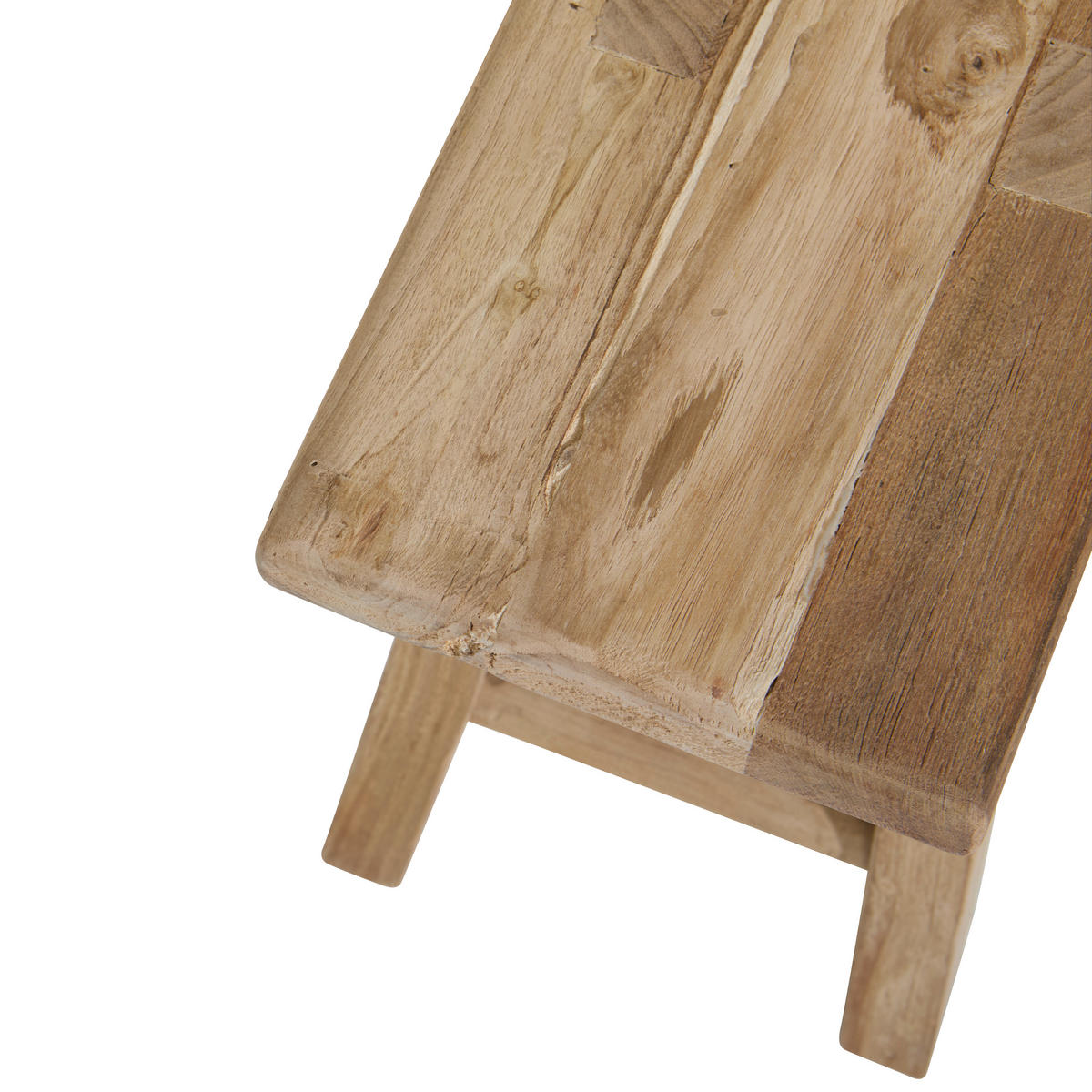 HOCKERBANK 90/50/25 cm Naturfarben Recyclingholz vollmassiv  - Naturfarben, Design, Holz (90/50/25cm) - Livetastic