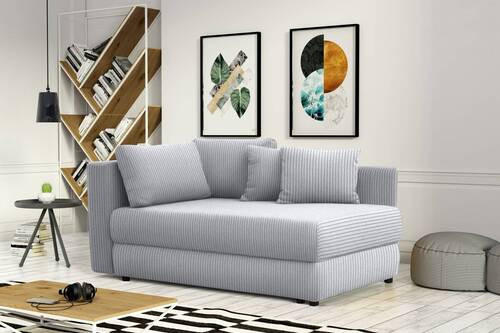 RÉCAMIERE Hellgrau Cord  - Hellgrau/Schwarz, Design, Kunststoff/Textil (171/71-88/93cm) - Cantus