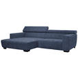 ECKSOFA in Webstoff Dunkelblau  - Schwarz/Dunkelblau, KONVENTIONELL, Textil/Metall (182/279cm) - Hom`in