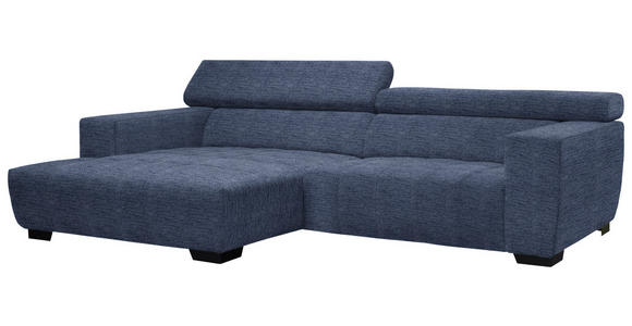 ECKSOFA in Webstoff Dunkelblau  - Schwarz/Dunkelblau, KONVENTIONELL, Textil/Metall (182/279cm) - Hom`in