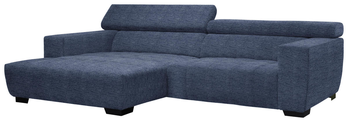 ECKSOFA in Webstoff Dunkelblau  - Schwarz/Dunkelblau, Konventionell, Textil/Metall (182/279cm) - Hom`in