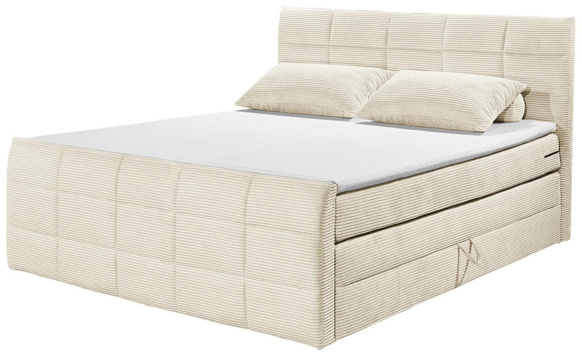 BOXSPRINGBETT 180/200 cm  in Creme  - Creme/Schwarz, Modern, Holzwerkstoff/Kunststoff (180/200cm) - MID.YOU