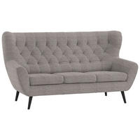 3-SITZER-SOFA in Webstoff Taupe  - Taupe/Schwarz, Design, Holz/Textil (187/101/95cm) - Stylife