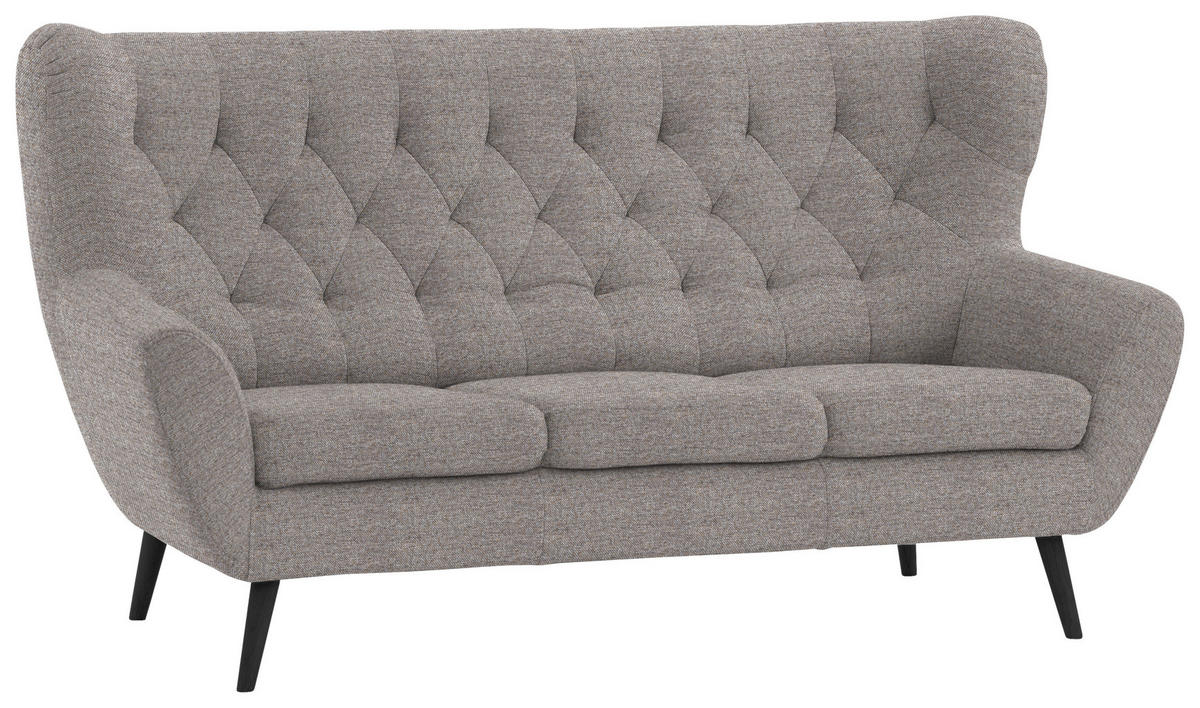 3-SITZER-SOFA in Webstoff Taupe  - Taupe/Schwarz, Design, Holz/Textil (187/101/95cm) - Stylife