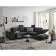 ECKSOFA in Mikrovelours Schwarz  - Schwarz, KONVENTIONELL, Kunststoff/Textil (265/217cm) - Carryhome