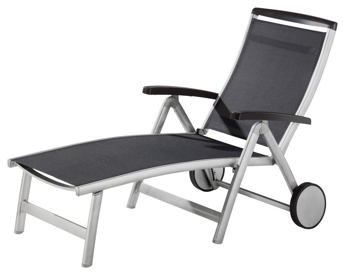 GARTENLIEGE 78/101/193 cm  - Graphitfarben/Grau, Basics, Textil/Metall (78/101/193cm) - Sieger