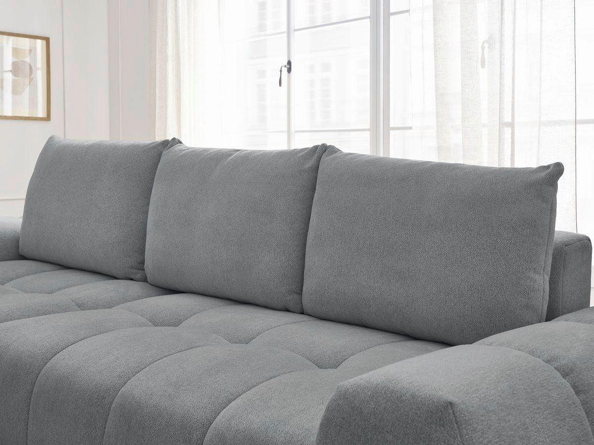 ECKSCHLAFSOFA EVEREST  mit Rücken echt, Armteil links, Armteil rechts Flachgewebe Dunkelgrau  - Dunkelgrau/Schwarz, MODERN, Kunststoff/Textil (180/318cm) - Livetastic