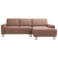 ECKSOFA  in Mikrovelours Terracotta  248/160 cm  - Terracotta/Alufarben, Design, Textil/Metall (248/160cm) - Sedda