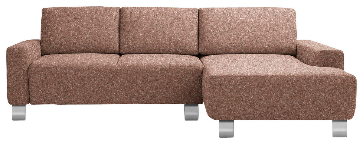ECKSOFA  in Mikrovelours Terracotta  248/160 cm  - Terracotta/Alufarben, Design, Textil/Metall (248/160cm) - Sedda
