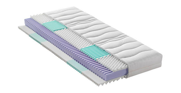 KALTSCHAUMMATRATZE 90/200 cm, Höhe ca.: 18 cm, H2 = mittel, 7-Zonen - KONVENTIONELL, Textil (90/200cm) - Sleeptex