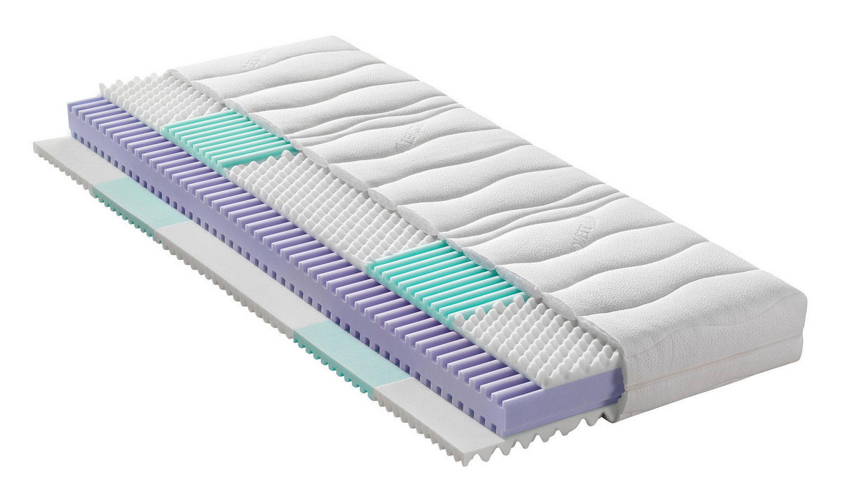 KALTSCHAUMMATRATZE 90/200 cm, Höhe ca.: 18 cm, H2 = mittel, 7-Zonen - KONVENTIONELL, Textil (90/200cm) - Sleeptex