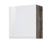 KÜCHENOBERSCHRANK 50/57/34 cm  in Grau, Weiß Hochglanz  - Weiß Hochglanz/Grau, Basics, Holzwerkstoff (50/57/34cm) - Held