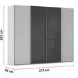 SCHWEBETÜRENSCHRANK 271/223/68 cm 4-türig Grau  - Chromfarben/Grau, KONVENTIONELL, Glas/Holzwerkstoff (271/223/68cm) - Novel