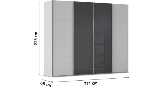 SCHWEBETÜRENSCHRANK 271/223/68 cm 4-türig Grau  - Chromfarben/Grau, KONVENTIONELL, Glas/Holzwerkstoff (271/223/68cm) - Novel