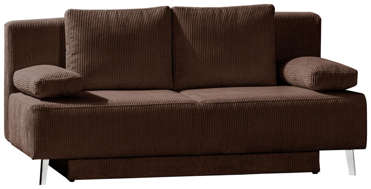 SCHLAFSOFA  mit Fußauswahl, Stoffauswahl, Rücken echt Cord Schlammfarben  - Schlammfarben, MODERN, Textil/Metall (193/85/88cm) - Novel