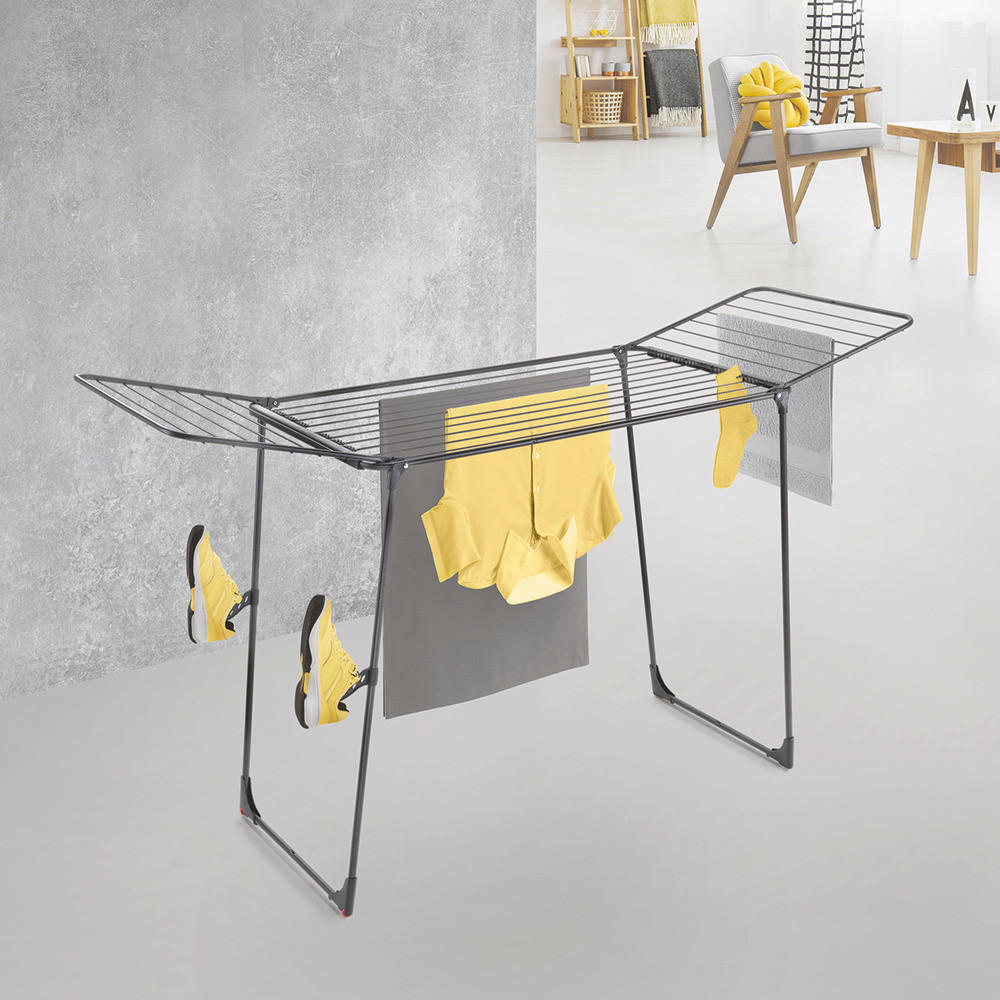 WÄSCHETROCKNER Huracan Onyx  - Schwarz, Basics, Metall (197/115/65cm) - Metaltex