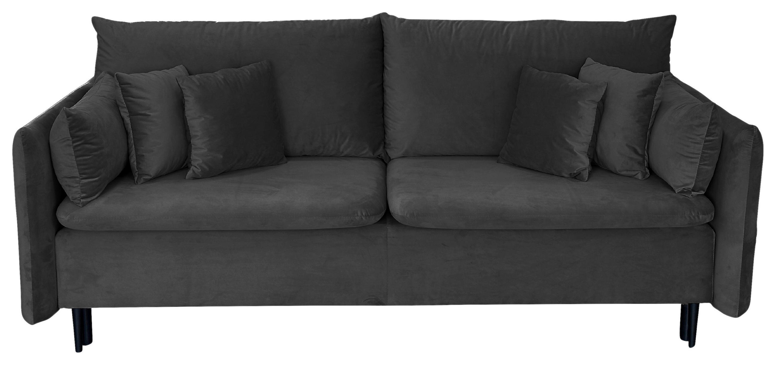 SCHLAFSOFA Velours Grau  - Schwarz/Grau, Design, Holz/Kunststoff (220/96/102cm) - MID.YOU