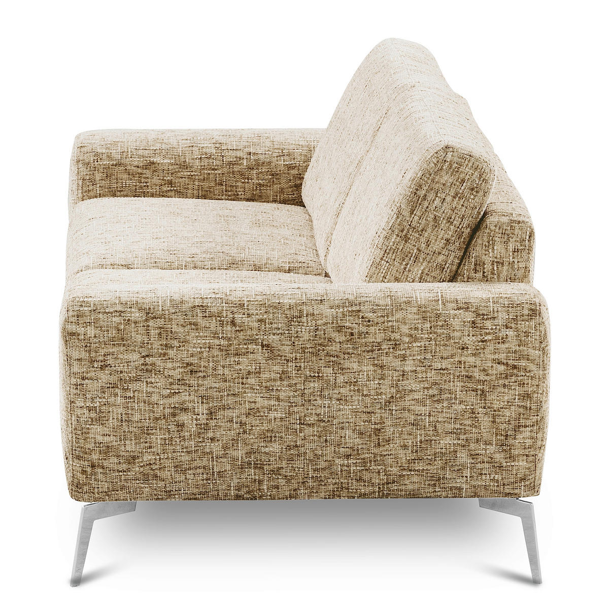 2-SITZER-SOFA Webstoff Hellbraun  - Chromfarben/Hellbraun, Design, Textil/Metall (157/85/92cm) - Livetastic