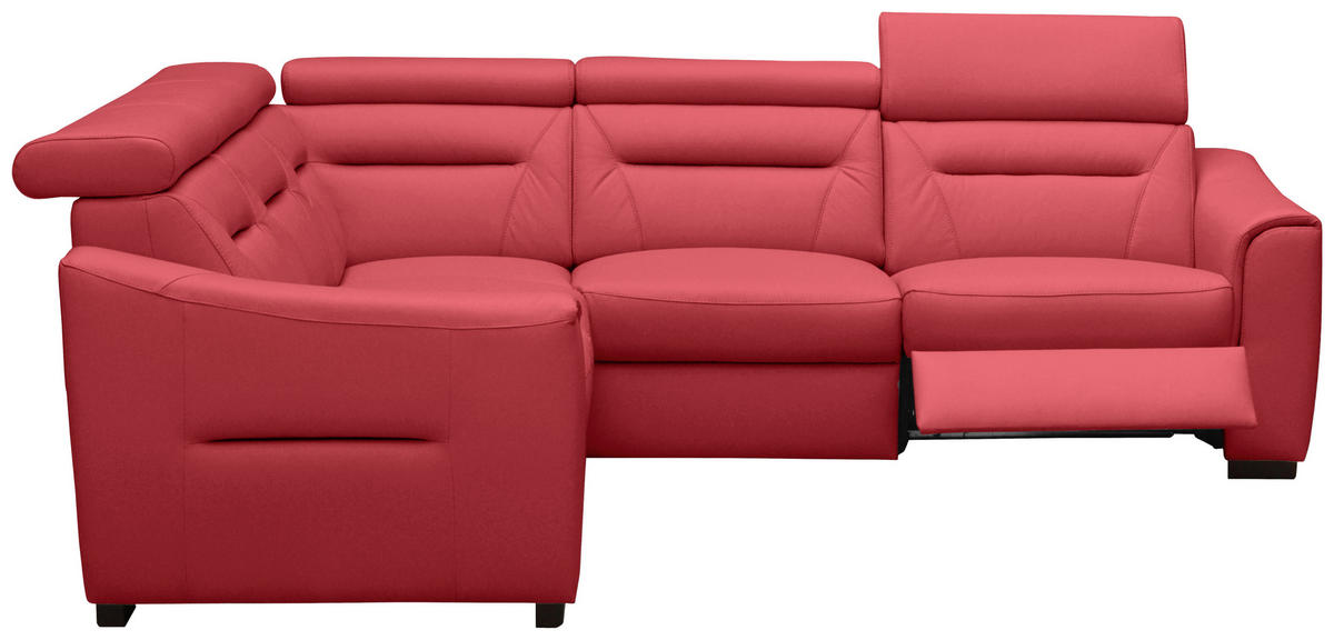 ECKSOFA Lederlook Echtleder Rot  - Wengefarben/Rot, Design, Leder/Holz (260/260cm) - Celina Home