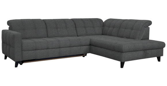 ECKSOFA in Webstoff Dunkelgrau 297/216 cm - Dunkelgrau/Schwarz, Design, Holz/Textil (297/216cm) - Xora