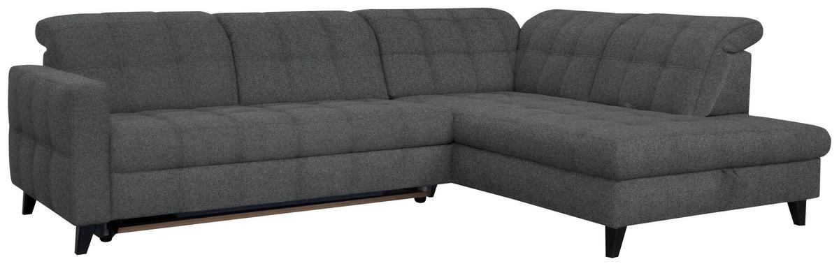 ECKSOFA in Webstoff Dunkelgrau  - Dunkelgrau/Schwarz, Design, Holz/Textil (297/216cm) - Xora