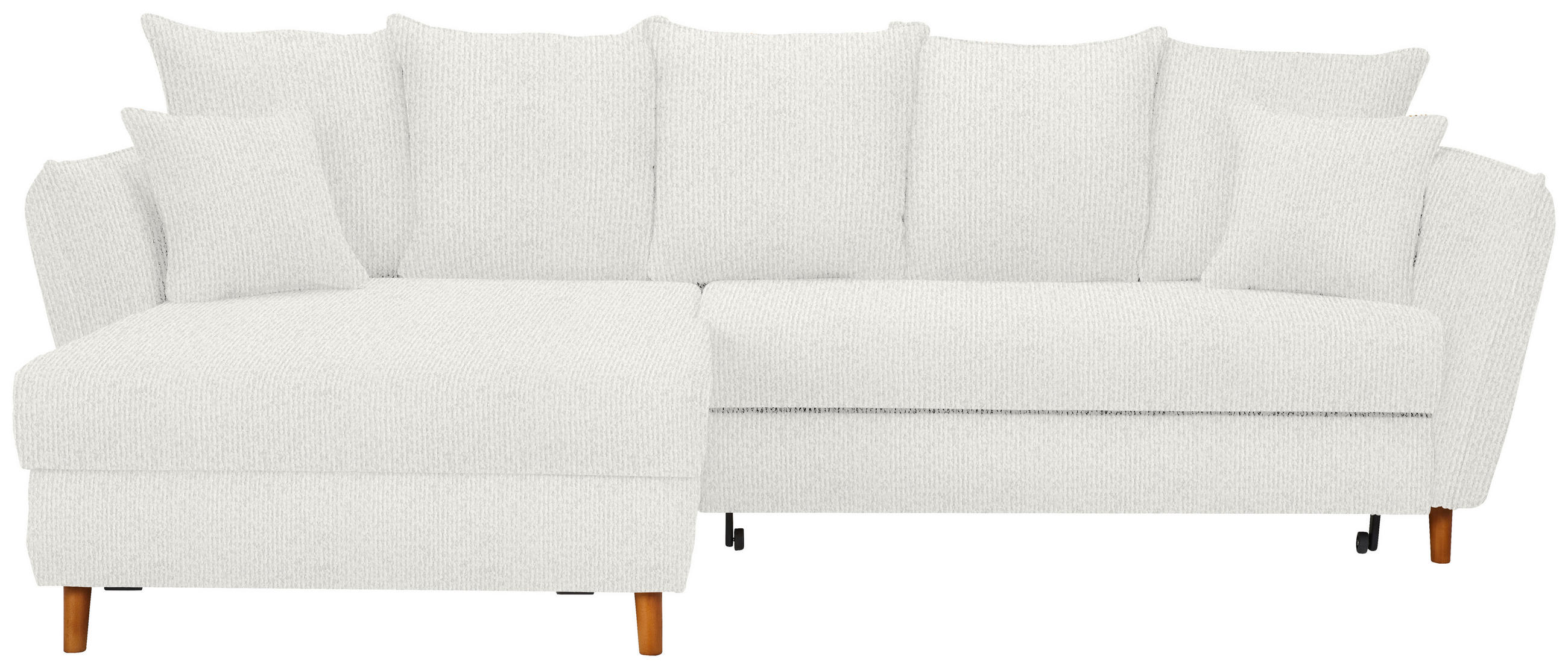 HÖRNSOFFA i chenille cremefärgad  - ekfärgad/cremefärgad, Klassisk, trä/textil (284/162cm) - MID.YOU