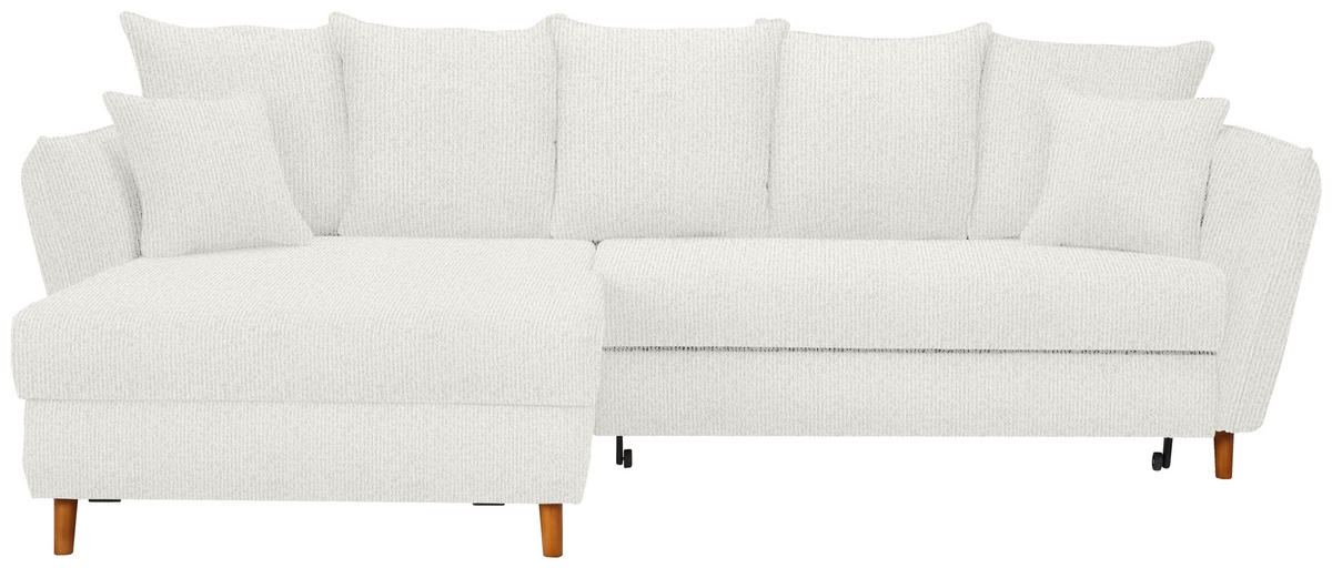 HÖRNSOFFA i chenille cremefärgad  - ekfärgad/cremefärgad, Klassisk, trä/textil (284/162cm) - MID.YOU