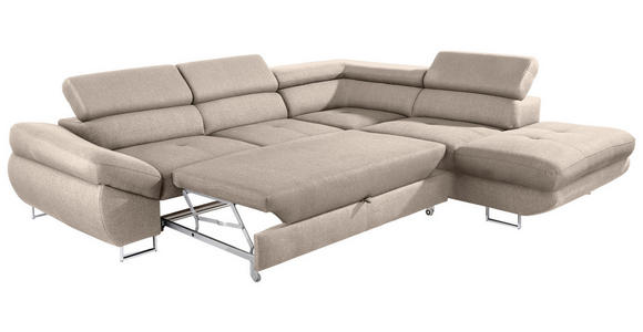 ECKSOFA in Webstoff Beige  - Beige, Design, Textil/Metall (280/235cm) - Hom`in