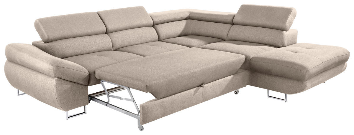 ECKSOFA in Webstoff Beige  - Beige, Design, Textil/Metall (280/235cm) - Hom`in