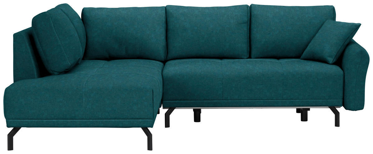 ECKSOFA in Webstoff Petrol  191/250 cm  - Petrol/Schwarz, LIFESTYLE, Textil/Metall (191/250cm) - Carryhome