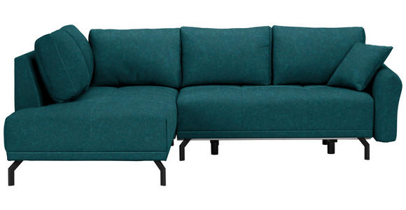 ECKSOFA  in Webstoff Petrol  191/250 cm  - Petrol/Schwarz, LIFESTYLE, Textil/Metall (191/250cm) - Carryhome