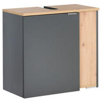 WASCHBECKENUNTERSCHRANK 60/56/32 cm  - Anthrazit/Silberfarben, Basics, Holzwerkstoff/Metall (60/56/32cm) - home24